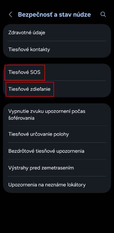 SOS tlacidlo Android telefon_2
