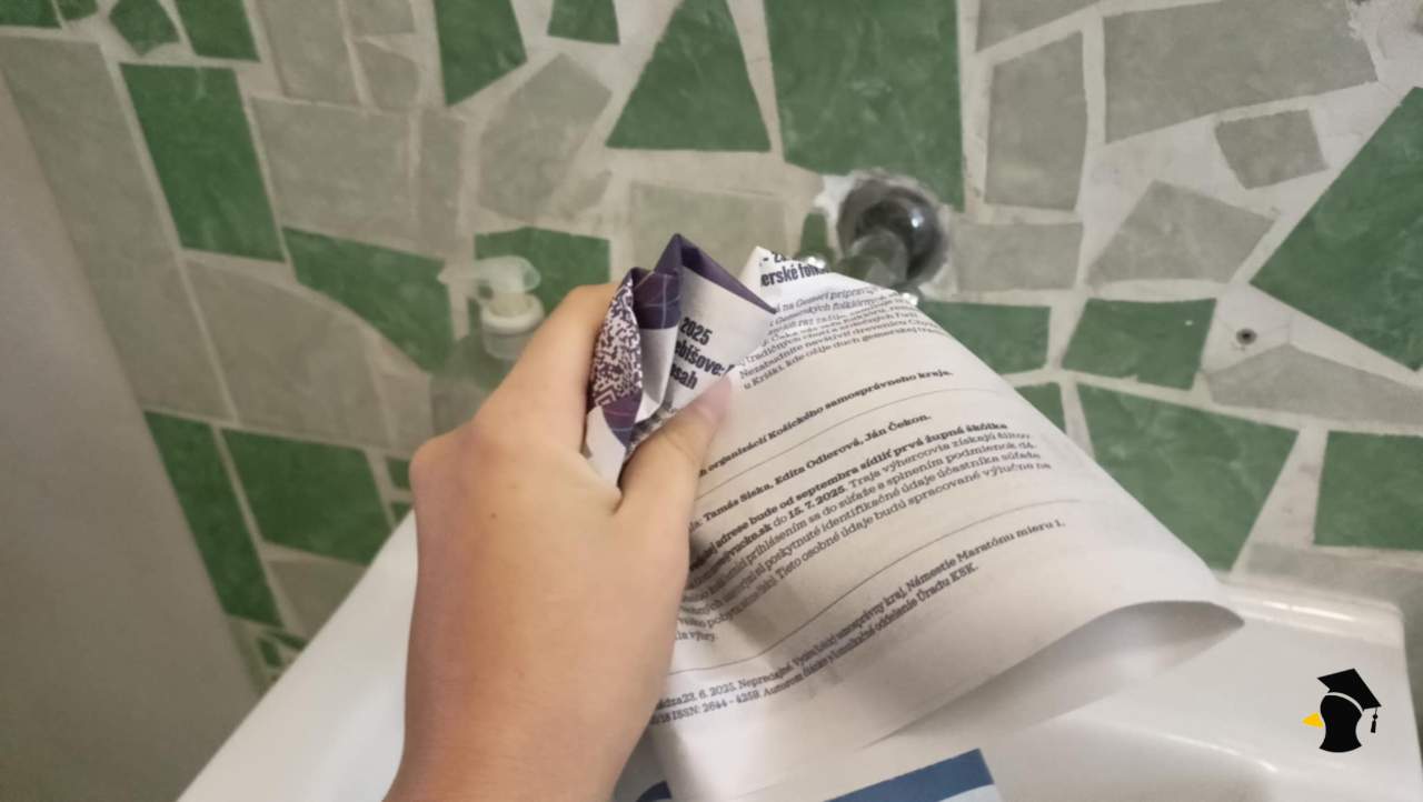 čistenie zrkadla novinami