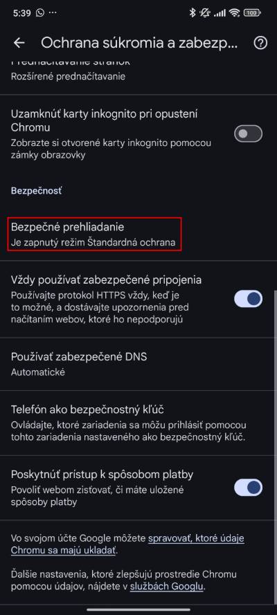 ako zapnut rozsirenu ochranu prehliadaca chrome pre donline hrozbami_2