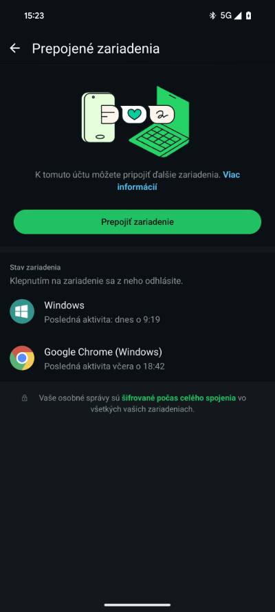 WhatsApp prepojene zariadenia