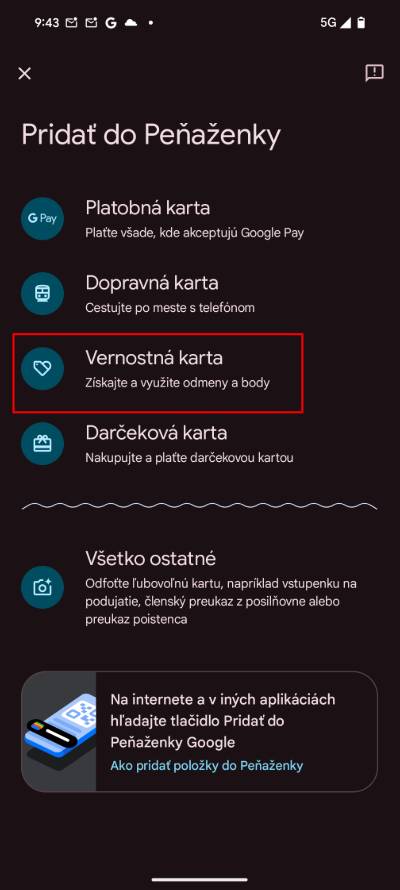 ako pridat vernostnu kartu do Google Penazenky_2