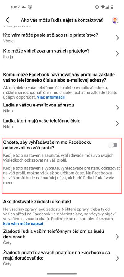 deaktivovanie indexovania Facebook profili v Google